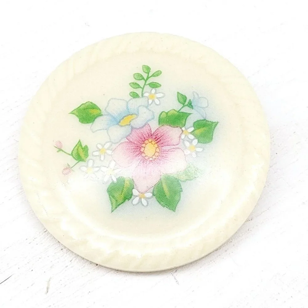 Vintage Avon Spring Bouquet Ceramic Brooch Signed Feminine Spring Flowers EUC